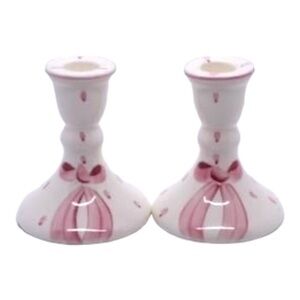 Pink Bow Candlestick Holders